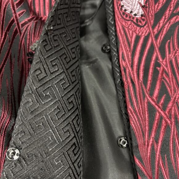 Dragon Silk Jacket Coat Womens Size XL Shanghai China Dark Red Black Vintage - Picture 13 of 16
